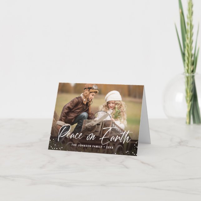 Cartes Pour Fêtes Annuelles Moderne 3 PHOTO Noël Paix sur Terre (Devant)