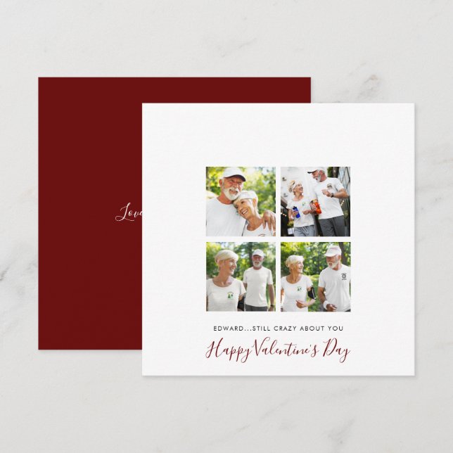 Cartes Pour Fêtes Annuelles Moderne 4 photo collage Senior Couple Valentine (Devant / Derrière)