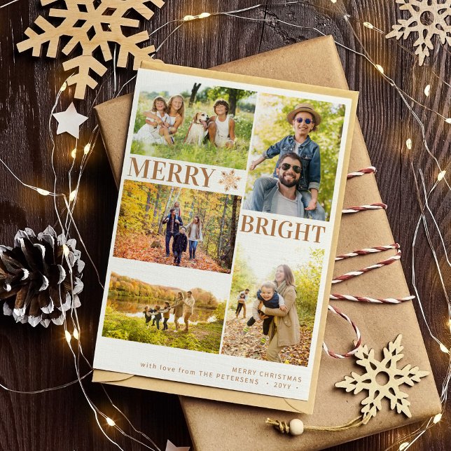 Cartes Pour Fêtes Annuelles Moderne 5 photos flacon d'or Noël (Créateur téléchargé)