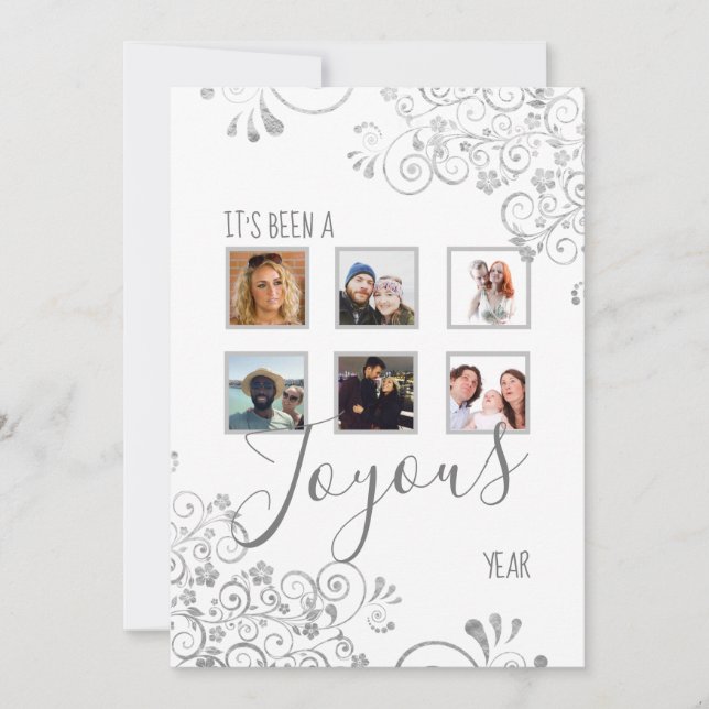 Cartes Pour Fêtes Annuelles Moderne 6 Photo White Année de révision Noël (Devant)
