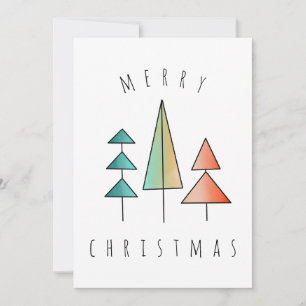 Cartes Pour Fêtes Annuelles moderne arc-en-ciel arbres rose sarcelle simple mi