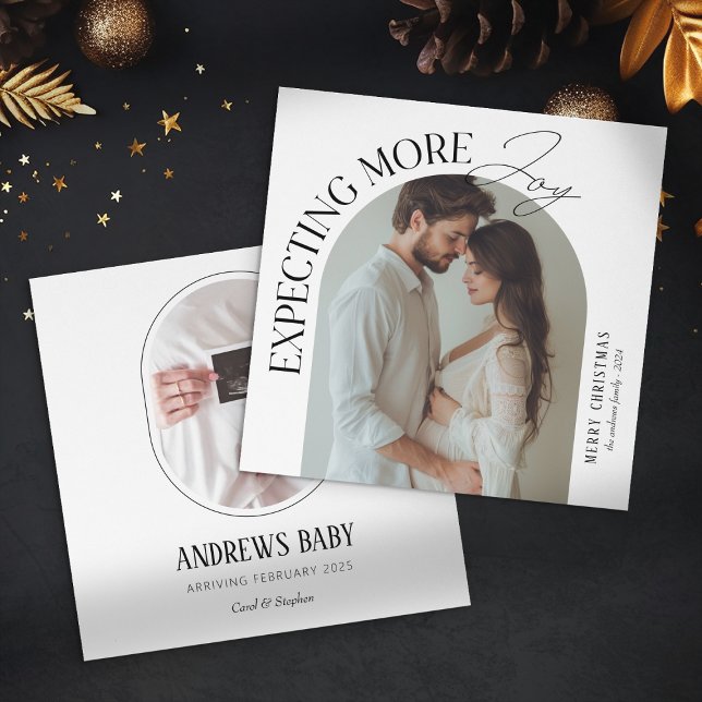 Cartes Pour Fêtes Annuelles Moderne Attente plus Joy Photo bébé Noël (Créateur téléchargé)