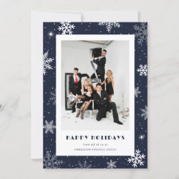 Cartes Pour Fêtes Annuelles Moderne Blue Snowflake Photo Entreprise