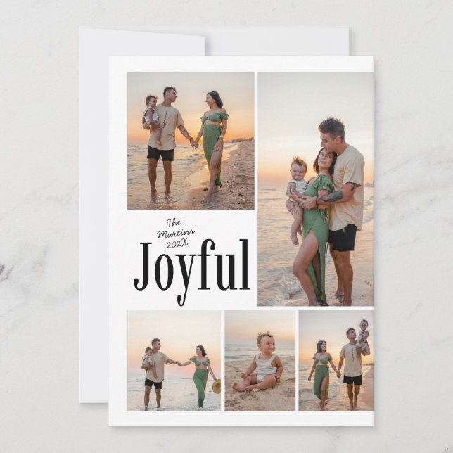 Cartes Pour Fêtes Annuelles Moderne Bold Joyeux vacances Famille Photo (Devant)