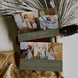 Cartes Pour Fêtes Annuelles Moderne Chic Green Family Photo Collage Newsletter