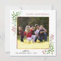 Moderne Chic Joyeux Noël Feuilles Berries Photo
