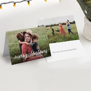 Cartes Pour Fêtes Annuelles Moderne Chic Personnalisé 2 Photos Joyeux Noël Fam