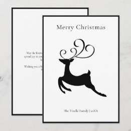 Cartes Pour Fêtes Annuelles Moderne Chic Renne Noir et Blanc         