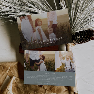 Cartes Pour Fêtes Annuelles Moderne Chic Seafoam Photo Overover Christmas News