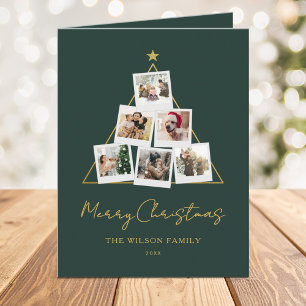Cartes Pour Fêtes Annuelles Moderne Collage de Noël en Or Vert