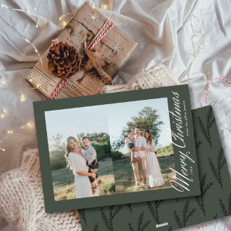 Cartes Pour Fêtes Annuelles Moderne Deux Photos Joyeux Noël Côté Script