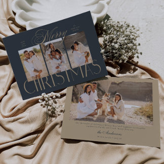 Cartes Pour Fêtes Annuelles Moderne Écriture Élégant Joyeux Noël 4 Photos