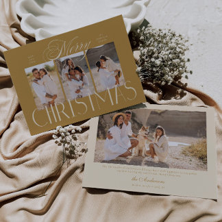 Cartes Pour Fêtes Annuelles Moderne Écriture Élégant Joyeux Noël 4 Photos