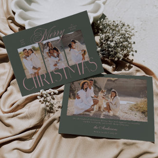 Cartes Pour Fêtes Annuelles Moderne Écriture Élégant Joyeux Noël 4 Photos