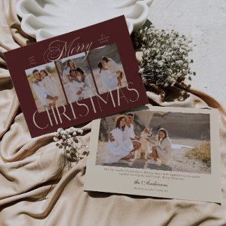 Cartes Pour Fêtes Annuelles Moderne Écriture Élégant Joyeux Noël 4 Photos