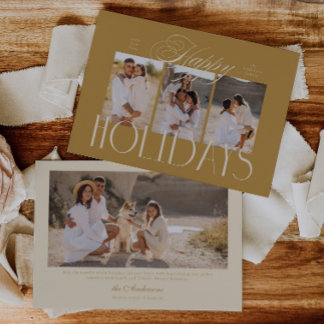 Cartes Pour Fêtes Annuelles Moderne Écriture Élégante Joyeuses Fêtes 4 Photos