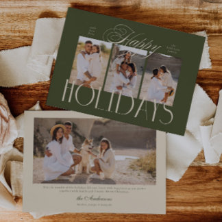 Cartes Pour Fêtes Annuelles Moderne Écriture Élégante Joyeuses Fêtes 4 Photos