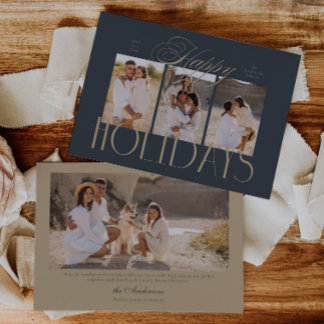 Cartes Pour Fêtes Annuelles Moderne Écriture Élégante Joyeuses Fêtes 4 Photos