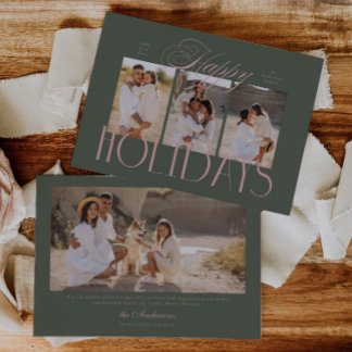 Cartes Pour Fêtes Annuelles Moderne Écriture Élégante Joyeuses Fêtes 4 Photos