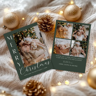 Cartes Pour Fêtes Annuelles Moderne Élégant Cinq Collage de Photos Noël