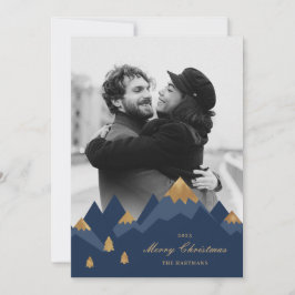 Cartes Pour Fêtes Annuelles Moderne Elegant Gold Mountains Photo Noël
