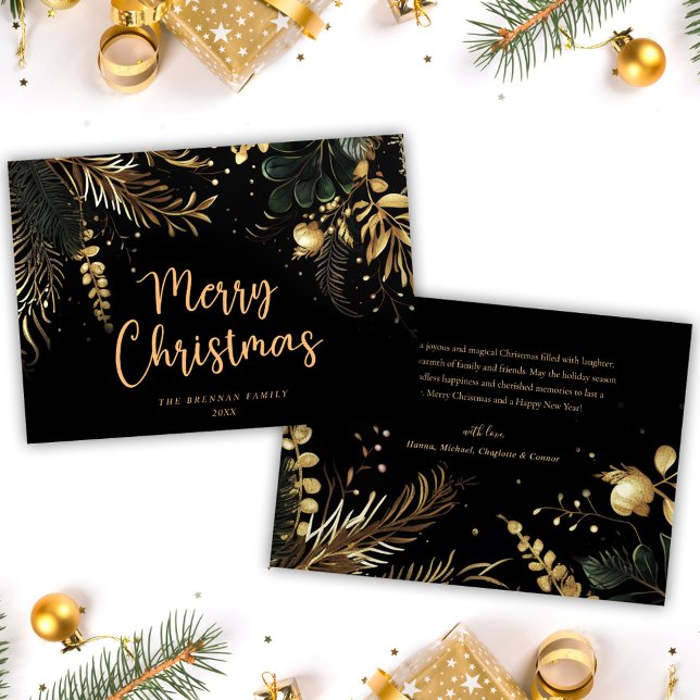 Cartes Pour Fêtes Annuelles Moderne élégant Joyeux Noël Festif Botanique (Modern Elegant Merry Christmas Festive Botanical Holiday Card)