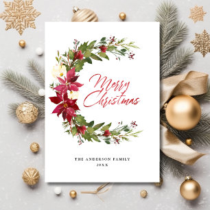 Cartes Pour Fêtes Annuelles Moderne élégant Joyeux Noël Floral