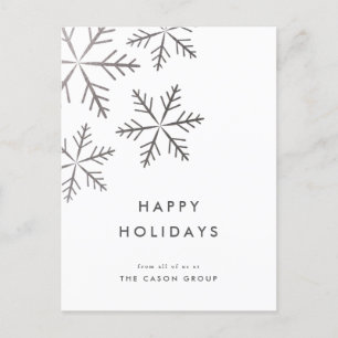Cartes Pour Fêtes Annuelles Moderne Élégant Silver Snowflakes Business