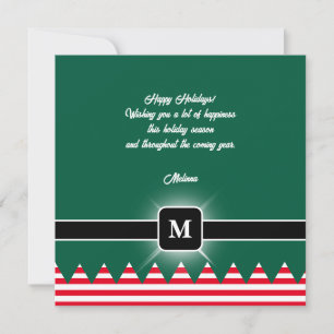 Cartes Pour Fêtes Annuelles Moderne Elfe Épinette Verte Monogramme de Fêtes
