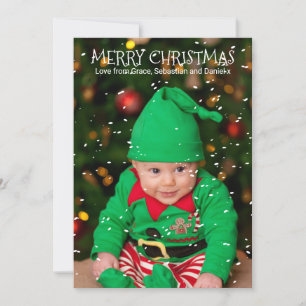 Cartes Pour Fêtes Annuelles Moderne Falling Snow Flakes Personnalisé