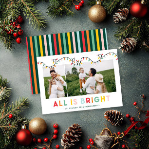 Cartes Pour Fêtes Annuelles moderne famille Noël simple 2 photo lumineuse