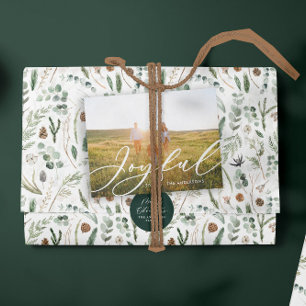 Cartes Pour Fêtes Annuelles Moderne feuillage minimal 1 script photo élégant h