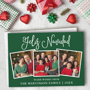 Cartes Pour Fêtes Annuelles Moderne Fun Calligraphie 3 Photo Feliz Navidad Gre