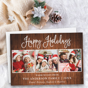 Cartes Pour Fêtes Annuelles Moderne Fun Calligraphie 3 Photo Wood