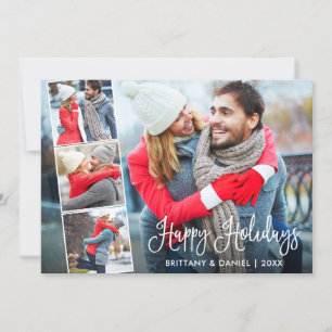 Cartes Pour Fêtes Annuelles Moderne Fun Calligraphie 4 Photos Couple Collage