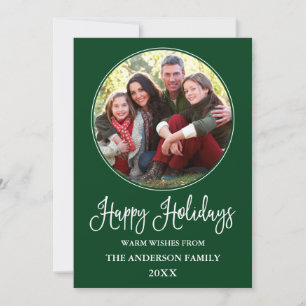 Cartes Pour Fêtes Annuelles Moderne Fun Calligraphy Round Photo Cadre Vert