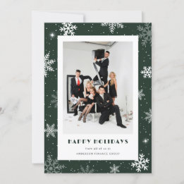Cartes Pour Fêtes Annuelles Moderne Green Snowflon Photo Entreprise