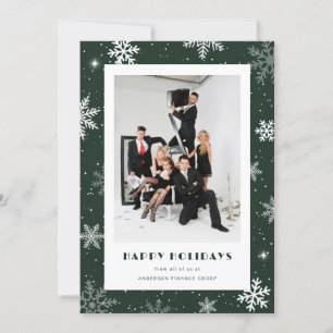 Cartes Pour Fêtes Annuelles Moderne Green Snowflon Photo Entreprise