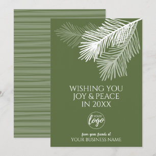 Cartes Pour Fêtes Annuelles Moderne Joy Peace Pine Branches Ajouter LOGO - Aff