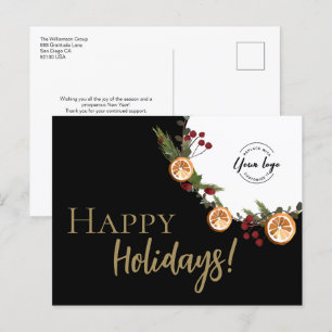 Cartes Pour Fêtes Annuelles Moderne Joyeuses Fêtes Logo personnalisé Foliage W