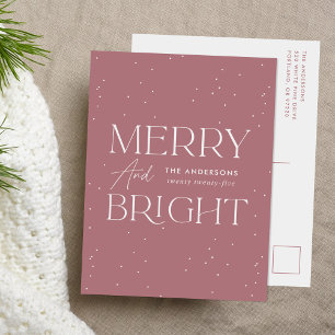Cartes Pour Fêtes Annuelles Moderne Joyeux et Lumineux Rose Poussiéreux Non-Ph