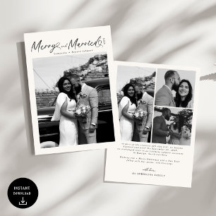 Cartes Pour Fêtes Annuelles Moderne Joyeux et Mariés Script Noël