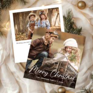Cartes Pour Fêtes Annuelles Moderne Joyeux Noël 2 PHOTO Salutation simple