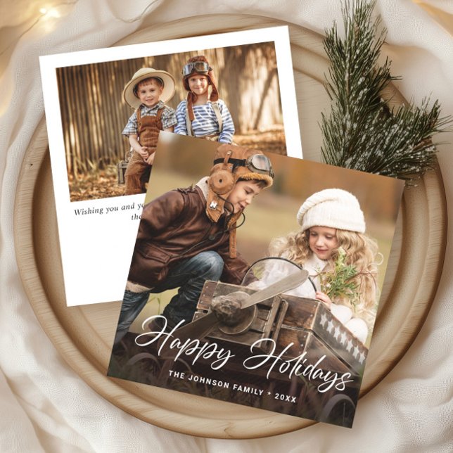 Cartes Pour Fêtes Annuelles Moderne Joyeux Noël 2 PHOTO Salutation simple (Créateur téléchargé)