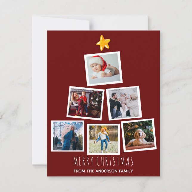 Cartes Pour Fêtes Annuelles Moderne Joyeux Noël Arbre Famille Photo Collage (Devant)