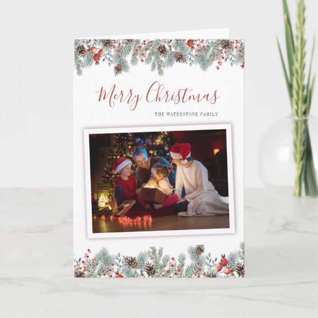 Cartes Pour Fêtes Annuelles Moderne Joyeux Noël Famille Photo Russe (Devant)