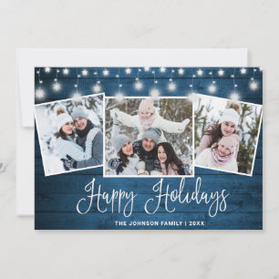 Cartes Pour Fêtes Annuelles Moderne Joyeux Noël Rustique 3 PHOTO Salutation