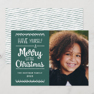 Cartes Pour Fêtes Annuelles Moderne Joyeux Petit Noël mignon Photo verte