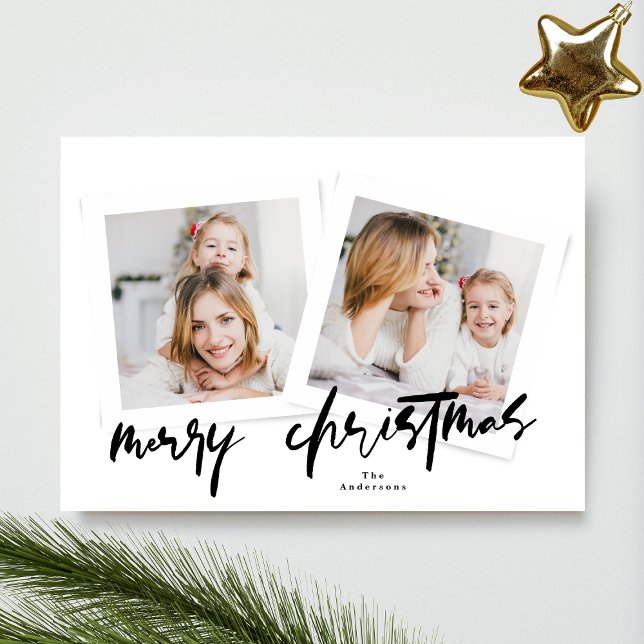 Cartes Pour Fêtes Annuelles moderne manuscrit joyeux noël multi photo (Créateur téléchargé)