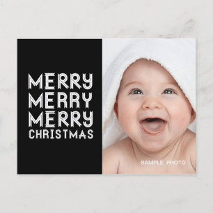 CARTES POUR FÊTES ANNUELLES MODERNE MERRY CHRISTMAS PHOTO POSTCARD NOIR